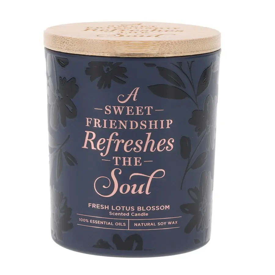 A Sweet Friendship Refreshes the Soul Lotus Blossom Scented Candle with Bamboo Lid
