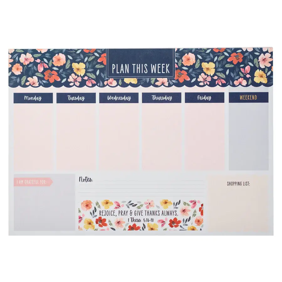 A3 Weekly Desk Planner - Rejoice, Pray and Give Thanks Always