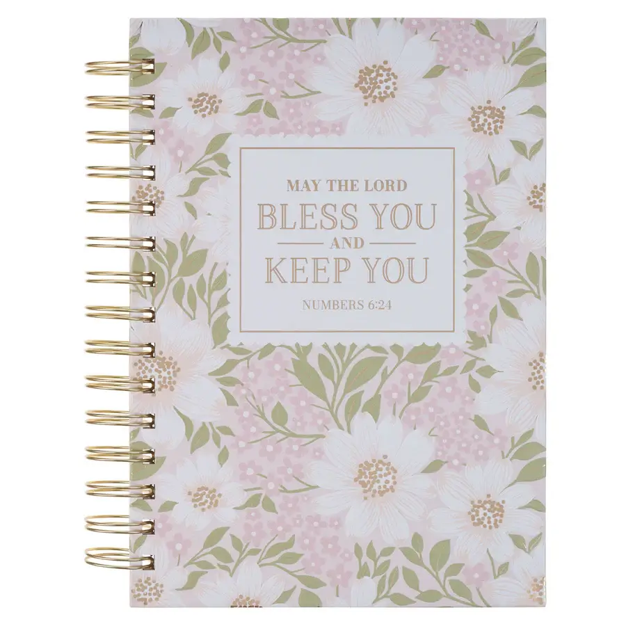 Bless You and Keep You Pink Floral Hardcover Wirebound Journal