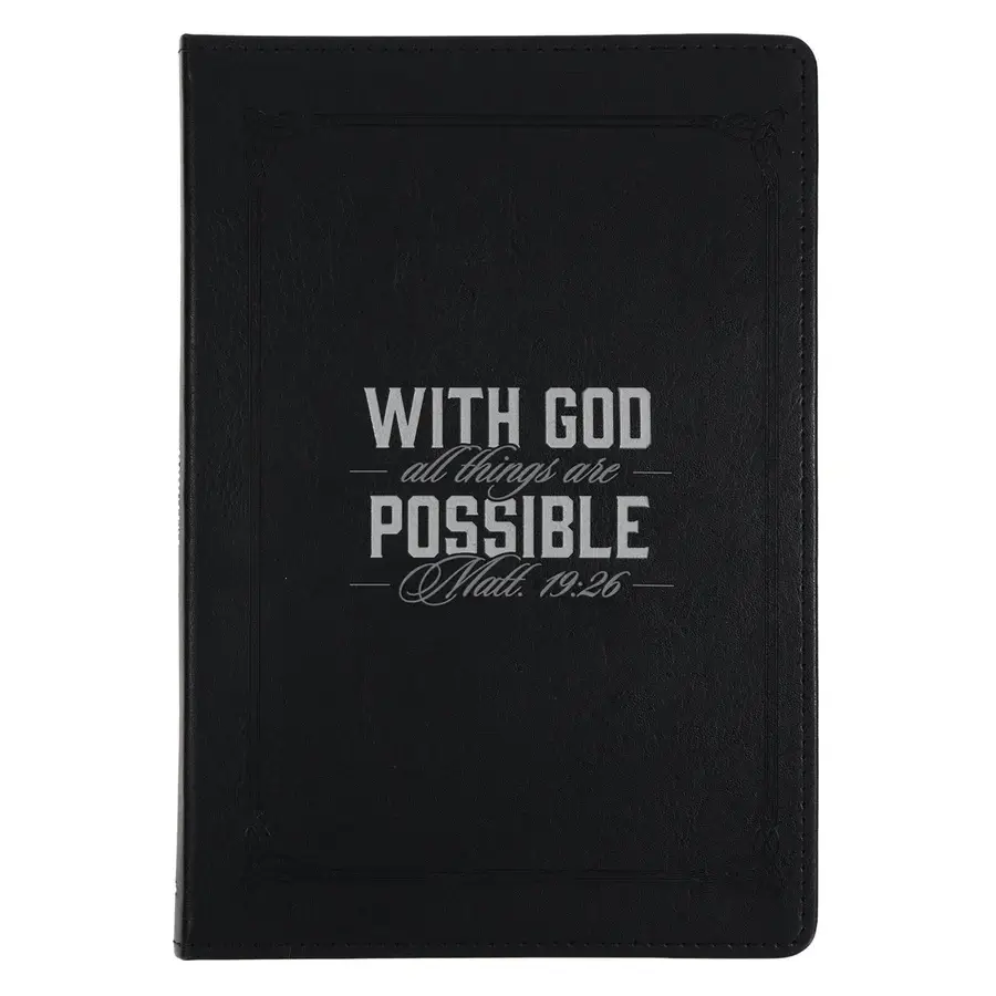 With God All Things Are Possible Black Faux Leather Journal